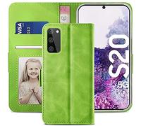 YATWIN Compatible with Samsung Galaxy S20 Case, Flip Wallet Leather Case with Card Slot and Shockproof Function Kickstand Phone Cases Cover for Samsung S20 4G/5G - Green