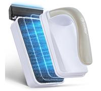 Yaubay Aquarium Magnet Glass Cleaner, Magnetic Fish Tank Cleaner with Algae Scraper, Double Sided Cleaning Scrubber Brush with Handle, Titanium Blade, Self-Floating, Fit 1/4"-1/2" Thick Glass, White