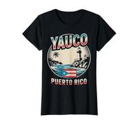 Yauco Puerto Rico City Travel Floral Emblem Value Graphic T-Shirt, Women, Black, XL