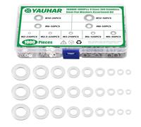 Yauhar 1000Pcs 9 Sizes 304 Stainless Steel Flat Washers Assortment Set for Screws Bolts, M2 M2.5 M3 M4 M5 M6 M8 M10 M12 Fender Washers with Storage Case for Industrial Automotive Home