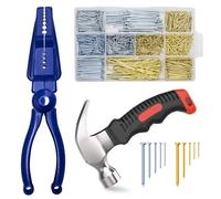 Yauhar 1002Pcs 8 Sizes Galvanized Hardware Nail Assortment Kit with Anti-Smashing Nail Holder Pliers and 8oz Claw Hammer for Wall Mounting, Hanging Pictures, Finish Nail