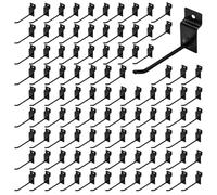 Yauhar 100Pcs Heavy Duty Slat Wall Display Hooks Bulk Set, Slatwall Accessories Pegboard Gridwall Display Hook Slat Wall Shelf Brackets for Retail Home (Black, 4 Inches/10 CM)