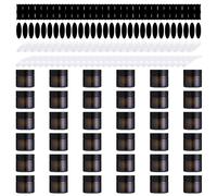 Yauhar 120Pcs 10g Amber Glass Jars Assortment Kit with Inner Liners and Black Lids, Spoons and blank labels for Storing Lip and Body Scrub, Lotion, Body Butter, Bath Salts