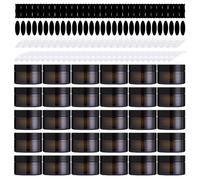 Yauhar 120Pcs 50g Amber Glass Jars Assortment Kit with Inner Liners and Black Lids, Spoons and blank labels for Storing Lip and Body Scrub, Lotion, Body Butter, Bath Salts