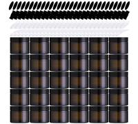 Yauhar 120Pcs 60g Amber Glass Jars Assortment Kit with Inner Liners and Black Lids, Spoons and blank labels for Storing Lip and Body Scrub, Lotion, Body Butter, Bath Salts