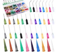 Yauhar 136Pcs 4 Style Blunt Tip Glue Bottle Needles Assortment Set, Plastic Glue Tips, 0.5 Inch & 1 Inch Dispensing Needles, Liquid Dispenser Elbow Blunt Needle for Refilling Inks and Glue Applicator