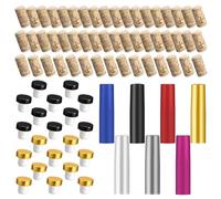 Yauhar 140Pcs T-shaped Wine Stopper, 8 Straight Corks Cork and 3 Colors PVC Heat Shrink Capsules, Reusable Wine Bottle Sealing Plug Bottle Caps for Wine Cellars and Home Use