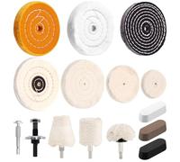 Yauhar 15Pcs Buffing Polishing Wheel Kit Polish Compound, Cone/Column/Mushroom/T-Shaped Buffer Wheels with 1/4" Handle for Bench Grinder for Aluminum, Stainless Steel, Chrome