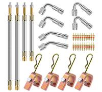 Yauhar 15pcs Valve Stem Extension with Tire Valve Stem Cores Kit, 45 90 135 Degree Stainless Steel Valve Stem Extender and 7" 12" Brass Braided Stem Extension Adaptors for Most Cars Truck