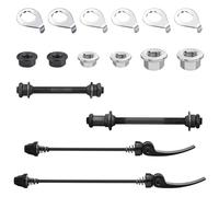 Yauhar 16Pcs 3 Size Bicycle Hub Flanged Axle Nut and Safety Washer Kit with Quick Release Skewer Front & Rear Bicycle Axle Replacement Parts for MTB Mountain Road Bike