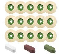 Yauhar 18Pcs 4 Inch Wool Felt Disc Wheel Pad with Buffing Polishing Cutting Compounds Set, 5/8”Arbor Polish Wheel for Metal Marble Stone Furniture Car
