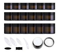 Yauhar 192Pcs 30g 50g 60g Amber Glass Jars Assortment Kit with Inner Liners and Black Lids, Spoons and blank labels for Storing Lip and Body Scrub, Lotion, Body Butter, Bath Salts