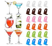 Yauhar 20Pcs ABS Drink Clips Assortment Set, Plastic Clips Margarita Beer Wine Holder Bottle Cocktail Snaps for Schooner & Goblet Glasses in Bar Home Christmas Party (Random Color)