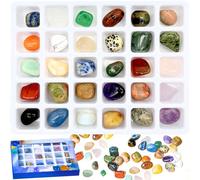 Yauhar 30 Pcs Gemstones & Crystals Educational Collection Gift Box Kit Display Case for School, Rock Geology Gem Science Kit for Teacher