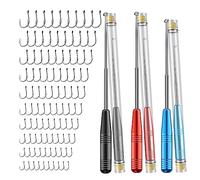 Yauhar 304Pcs Fish Hook Remover and 10 Sizes High Carbon Steel Barbed Fishing Hooks with Holes, Barbed Circle Hooks Fishing Fishhooks Eyed Fishing Hooks for Lures Baits Saltwater Freshwater