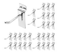 Yauhar 30Pcs 2 Inch Silver Slatwall Panel Hooks, Heavy Duty Slat Wall Hanging Display Hooks Pegboard Metal Hanger Hook for Gridwall Garage Shop Retail
