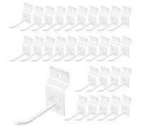 Yauhar 30Pcs 2 Inch White Slatwall Panel Hooks, Heavy Duty Slat Wall Hanging Display Hooks Pegboard Metal Hanger Hook for Gridwall Garage Shop Retail