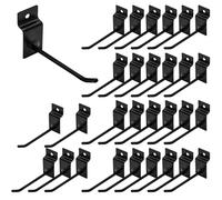 Yauhar 30Pcs 4 Inch/10CM Black Slat Wall Hanging Display Hooks, Heavy Dut Pegboard Metal Hanger Slatwall Panel Hook for Shop Retail Gridwall Garage