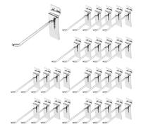Yauhar 30Pcs 4 Inch Silver Slatwall Panel Hooks, Heavy Duty Slat Wall Hanging Display Hooks Pegboard Metal Hanger Hook for Gridwall Garage Shop Retail