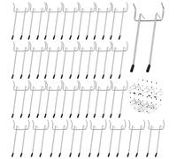Yauhar 30Pcs 5 Inch Double Arm Peg Board Hooks for 1/4" Pegboard, Metal Gridwall Hanger Utility Hooks with Rubber Protecting Tip for Garage Kitchen Home Retail Display
