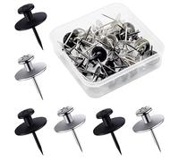 Yauhar 30Pcs Double-Headed Picture Hangers Nails, Silver and Black Metal Thumb Tacks, Cork Push Pins Photo Hanging Nail Decorative Wall Nail Hook for Drywall Wooden