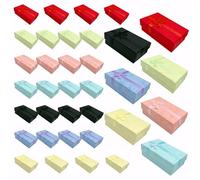 Yauhar 35Pcs 2 x 3.1 x 1.1 Inch Gift Boxes with Bow Knot Assorted Set, 7 Color Cardboard Empty Present Displaying Box with Lids for Birthdays Anniversaries Weddings