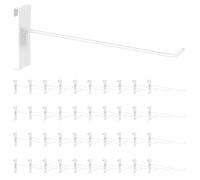 Yauhar 40Pcs 10" Gridwall Display Hooks Assortment Set, White Metal Grid Wall Panel Hanging Display Hook for Garage Shop Retail Storage, Wire Diameter 5mm// 0.2”