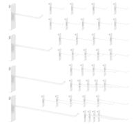 Yauhar 40Pcs 4" 6" 8" 10" Gridwall Display Hooks Assortment Set, White Metal Grid Wall Panel Hanging Display Hook for Garage Shop Retail Storage, Wire Diameter 5mm// 0.2”