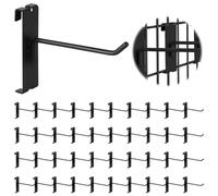 Yauhar 40Pcs 4" Gridwall Display Hooks Assortment Set, Black Metal Grid Wall Panel Hanging Display Hook for Garage Shop Retail Storage, Wire Diameter 5mm// 0.2”