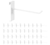 Yauhar 40Pcs 6" Gridwall Display Hooks Assortment Set, White Metal Grid Wall Panel Hanging Display Hook for Garage Shop Retail Storage, Wire Diameter 5mm// 0.2”