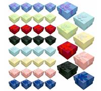 Yauhar 40Pcs 8 Color 1.5” x1.5” Cardboard Gift Boxes with Bowknot Assortment Set, Small Empty Packaging Box with Lids for Weddings Birthdays Anniversaries Ring and Earring Displaying