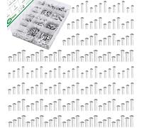 Yauhar 420Pcs M3 M4 M5 M6 × 10mm 14mm 20mm 25mm Solid Aluminum Brazier Head Rivets, High-Strength Universal Solid Rivet Fasteners for Metal Joining and Repair