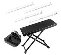 Yauhar 5Pcs Adjustable Guitar Foot Stool with 4-Level Height Adjustment and Clear Acrylic Music Book Clips, Non-Slip Folding Metal Leg Rest for Classical Guitar Players