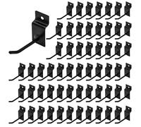Yauhar 60Pcs 2 Inches Slatwall Hooks Assortment Set, Heavy Duty Metal Panel Display Slat Wall Hooks, Pegboard Gridwall Display Hangers for Garage Shop Retail Exhibition Organization (Black)