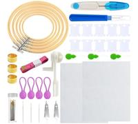 Yauhar 61Pcs Embroidery Kit for Beginners with Needle, Cross Stitch Hoops, 14 Count Aida Cloth, Floss Bobbins, Thread Winder, Thimble, Seam Ripper, Fabric Clips for Craft Embroidery Needlework