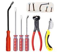 Yauhar 6Pcs Upholstery Staple Remover Tool with 7'' End Cutting Pliers, Tack Puller Lifter and Staple Removal Tool Quickly and Easily Extract Nails Set for Photo Frame Carpet Floor Furniture