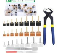 Yauhar 75Pcs Assorted Size & Color High Heel Replacement Tips with Shoe Repair Tools, 8/9/10/10.5/11/12mm U-Shape Heel Dowels Stiletto Caps Protectors for Women Heel (Clear/Black/Beige)