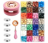 Yauhar 847Pcs 28 Colors Sealing Wax Beads, Wax Warmer and Candle, Sealing Wax Pellets Kit for Wax Seal Stamp, Letter Seal DIY Craft