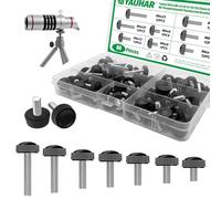 Yauhar 84Pcs 7 Size Carbon Steel M6 Threaded Knurled Thumbscrew Assortment Set, M6 x 8/10/12/16/20/25mm Black Round Male Clamping Knob Grips Thumb Screw for Repairing Machine