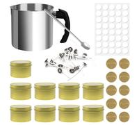 Yauhar 92Pcs Candle Making Kit Contains 6 Inches Cotton Candle Wicks, Wooden, 304 Stainless Steel Pouring Pot with Spoon, 4oz Candle Jar Container, Candle Warning Labels for Beeswax, Soy/Coconut Wax