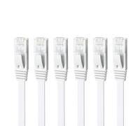 Yauhody Cat 6 Ethernet Cable 0.5m 6Pack, Network Cable 0.5m 6Pack, White | 1000Mbps High Speed Cat6 Ethernet Patch Leads, Short LAN Cable, Snagless Design, Gigabit Internet for TV, Gaming, Router