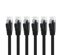 Yauhody CAT 6 Ethernet Cable 1.5m CAT6 Patch Cable 1.5m Network Cable 6Pack Black High Speed Flat CAT6 Gigabit Internet Network LAN Patchcable for Modem, Router, Gaming(Black,6Pack)