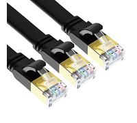 Yauhody CAT 8 Ethernet Cable,0.5m 3 Pack High Speed 40Gbps 2000MHz Flat SFTP Network Cable with Gold Plated RJ45 Connector,CAT8 Internet LAN Patch Cord for Gaming,Routers,Modems (0.5m/3 Pack/Black)