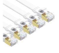 Yauhody CAT 8 Ethernet Cable,0.5m 5 Pack High Speed 40Gbps 2000MHz Flat SFTP Network Cable with Gold Plated RJ45 Connector,CAT8 Internet LAN Patch Cord for Gaming,Routers,Modems (0.5m/5 Pack/White)