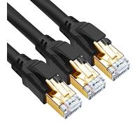 Yauhody CAT 8 Ethernet Cable 1m 3Pack, High Speed 40Gbps 2000MHz SFTP Internet Network LAN Wire Cables with Gold Plated RJ45 Connector for Router, Modem, PC, Switches, Hub, Laptop (1m, Black-3PACK)