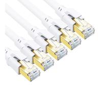 Yauhody CAT 8 Ethernet Cable 1m 5Pack, High Speed 40Gbps 2000MHz SFTP Internet Network LAN Wire Cables with Gold Plated RJ45 Connector for Router, Modem, PC, Switches, Hub, Laptop (1m, White-5PACK)