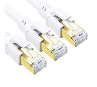 Yauhody CAT 8 Ethernet Cable 2m 3Pack, High Speed 40Gbps 2000MHz SFTP Internet Network LAN Wire Cables with Gold Plated RJ45 Connector for Router, Modem, PC, Switches, Hub, Laptop (2m, White-3PACK)