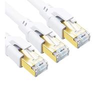 Yauhody CAT 8 Ethernet Cable 3m 3Pack, High Speed 40Gbps 2000MHz SFTP Internet Network LAN Wire Cables with Gold Plated RJ45 Connector for Router, Modem, PC, Switches, Hub, Laptop (3m, White-3PACK)