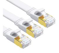 Yauhody CAT 8 Ethernet Cable 5m 3 Pack High Speed 40Gbps 2000MHz Flat SFTP Network Cable with Gold Plated RJ45 Connector,CAT8 Internet LAN Patch Cord for Gaming,Routers,Modems (5m/3 Pack/White)