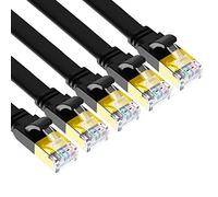 Yauhody CAT 8 Ethernet Cable 5m 5 Pack High Speed 40Gbps 2000MHz Flat SFTP Network Cable with Gold Plated RJ45 Connector,CAT8 Internet LAN Patch Cord for Gaming,Routers,Modems (5m/5 Pack/Black)